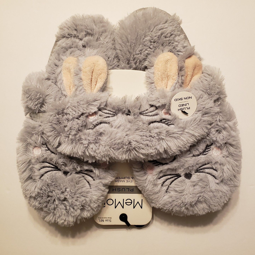 Bunny Slippers Matching Sleep Mask Gift Set
